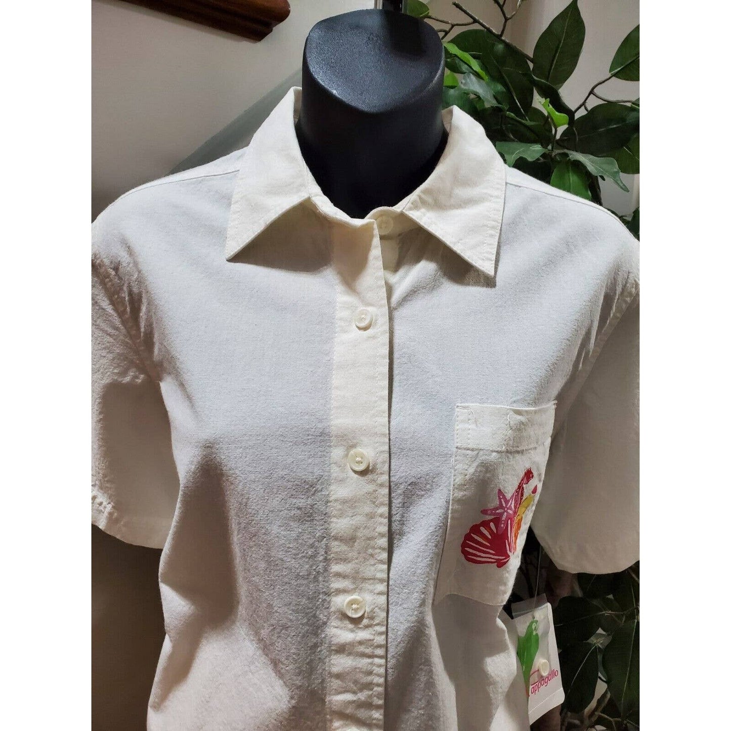 Cappagallo Women White Cotton Short Sleeve Shirt (M) & Trouser (S) 2 Piece Suit