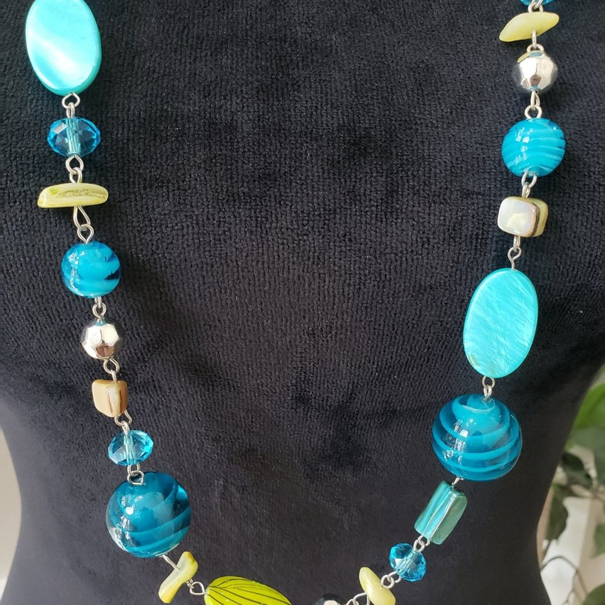 Womens Modern Fashion Multicolor Rhinestones Glass Beaded Long Necklace