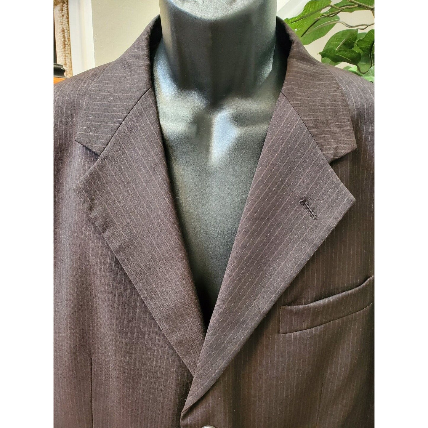 Lineage Men's Brown Lined Wool Single Breasted Blazer & Pant 2 Piece Suit 44X31