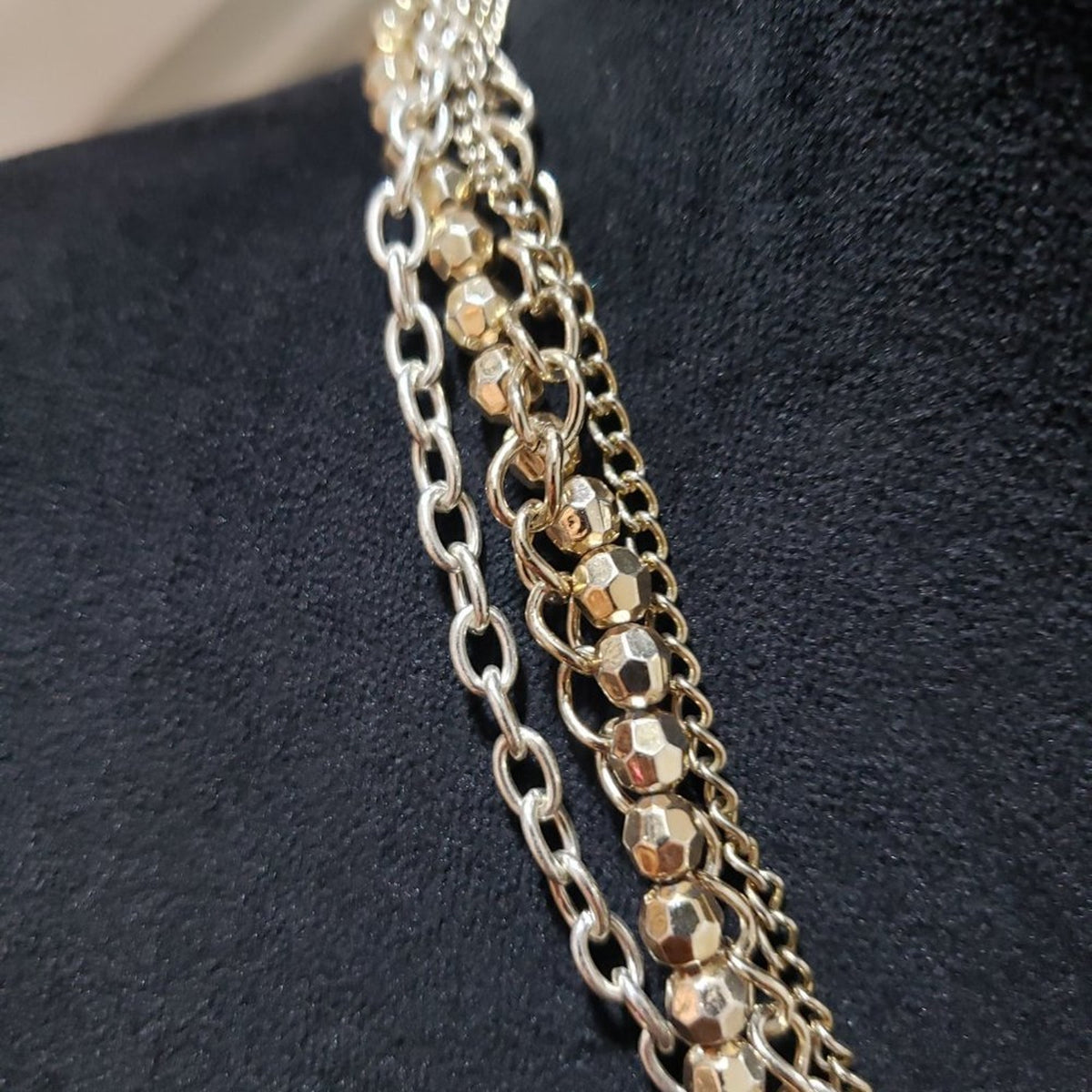 Steven Madden Womens Fashion Gold Tone Layered Beaded Necklace