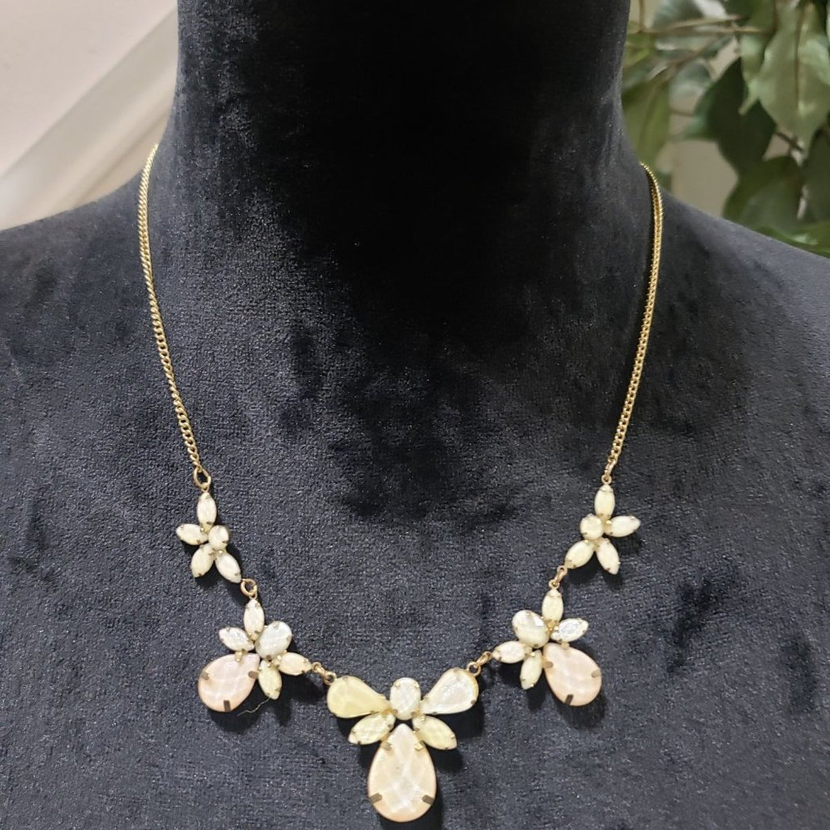 Claire's Womens White Floral Beaded Fashion Statement  Necklace