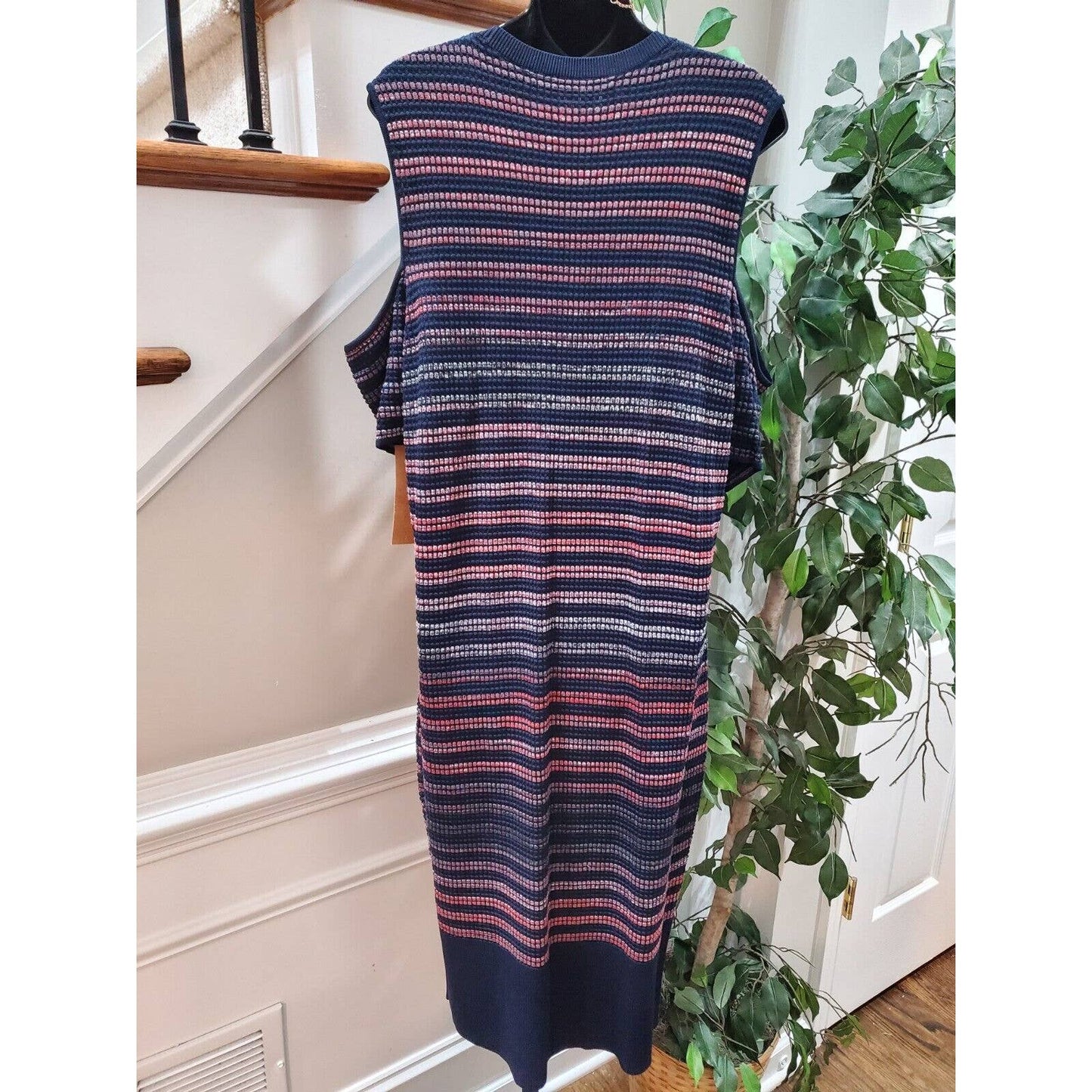 Rachel Roy Cold Shoulder Polyester Round Neck Midi Length Dress 1X