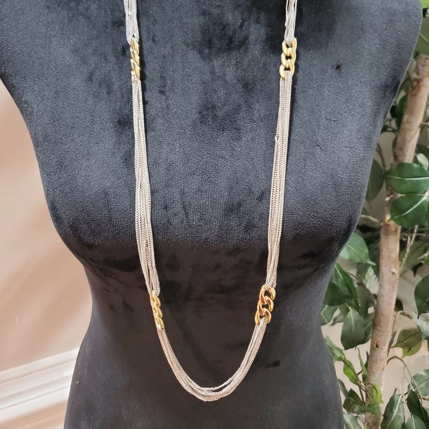 Women's Luxury Silver Tone Multilayer Long Link Chain Necklace