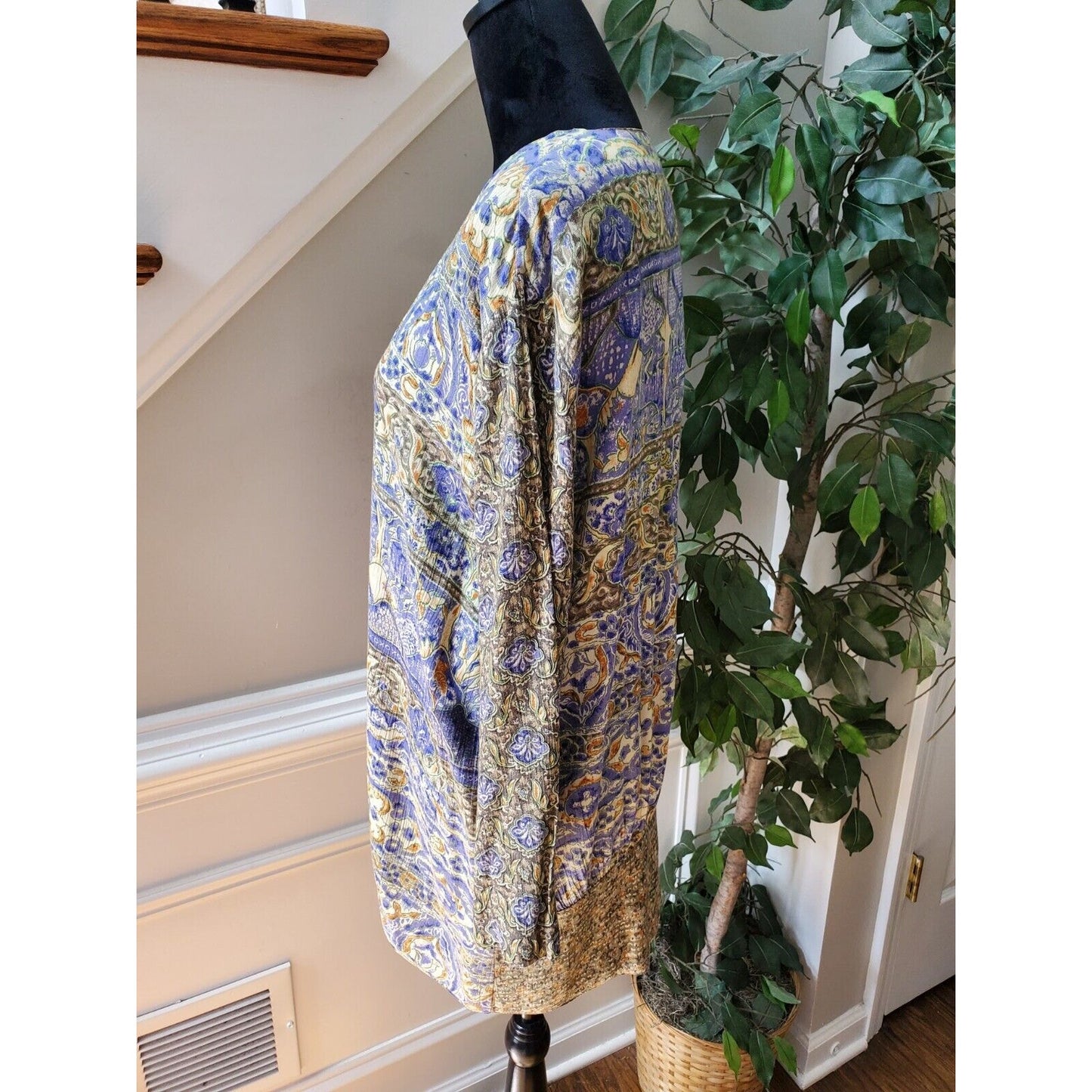Carole Little Women's Multicolor 100% Rayon V-Neck Long Sleeve Top Blouse Size 6