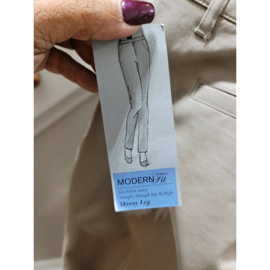 APT.9 Women's Solid Ivory Cotton Modern Fit Skinny Legs Casual Dress Pants 14