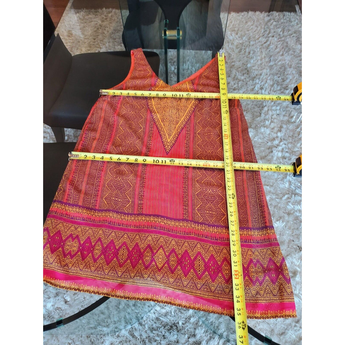 City Triangles Multicolor 100% Polyester V-Neck Sleeveless Knee Length Dress L