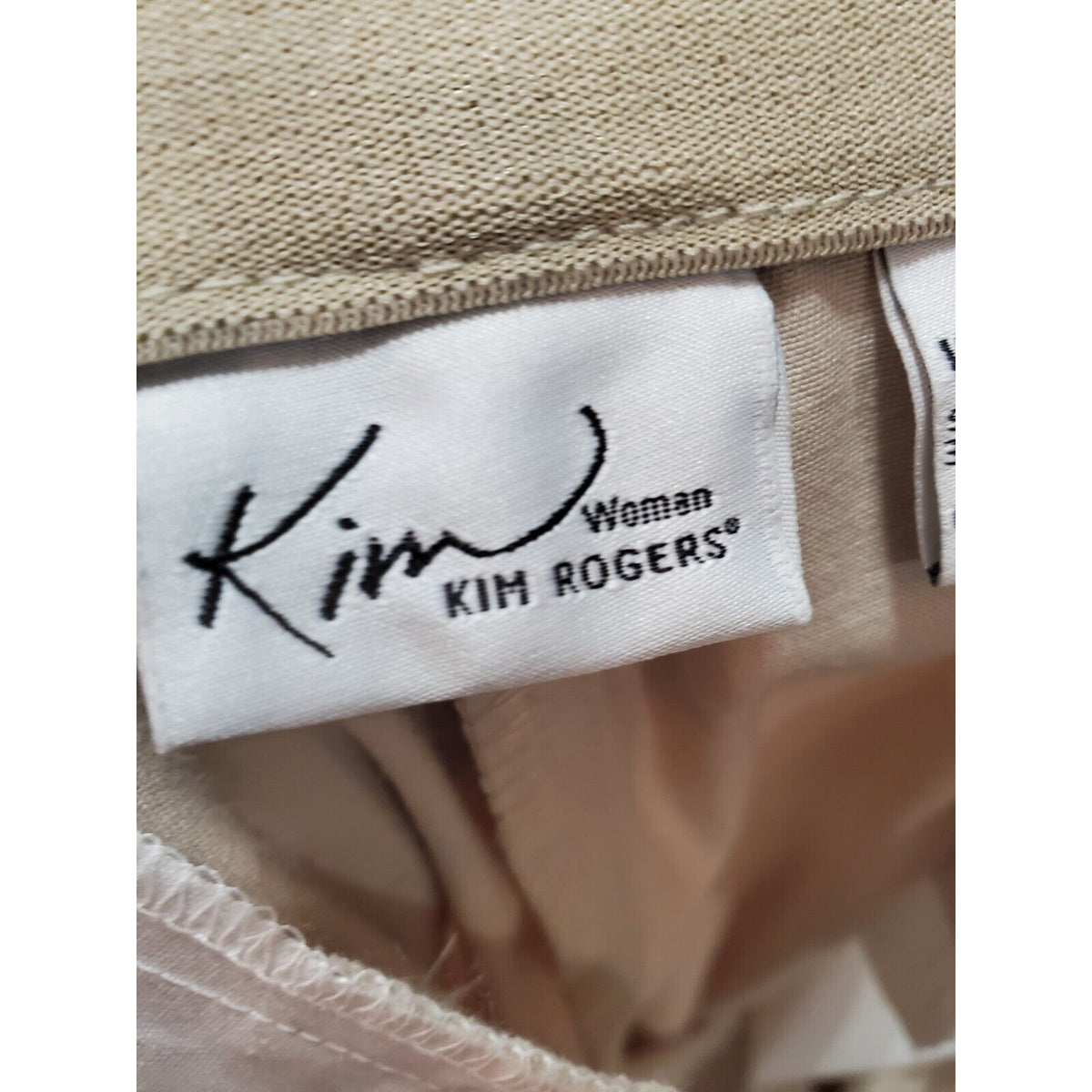 Kim Rogers Womens Beige Solid Cotton Straight Leg Casual Stretch Pants Size 22