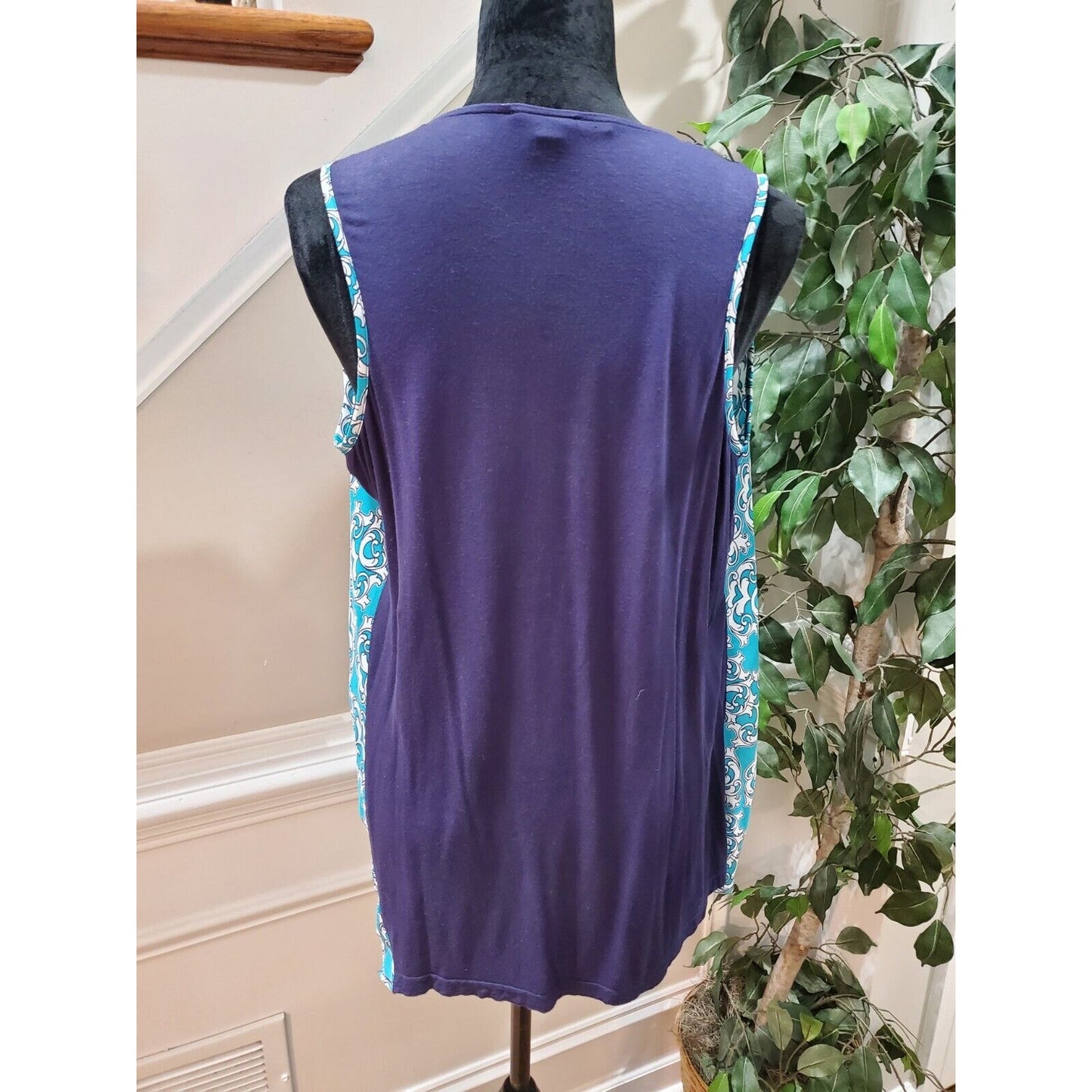 Charming Charlie Blue 100% Polyester Sleeveless Open Front Kimono S