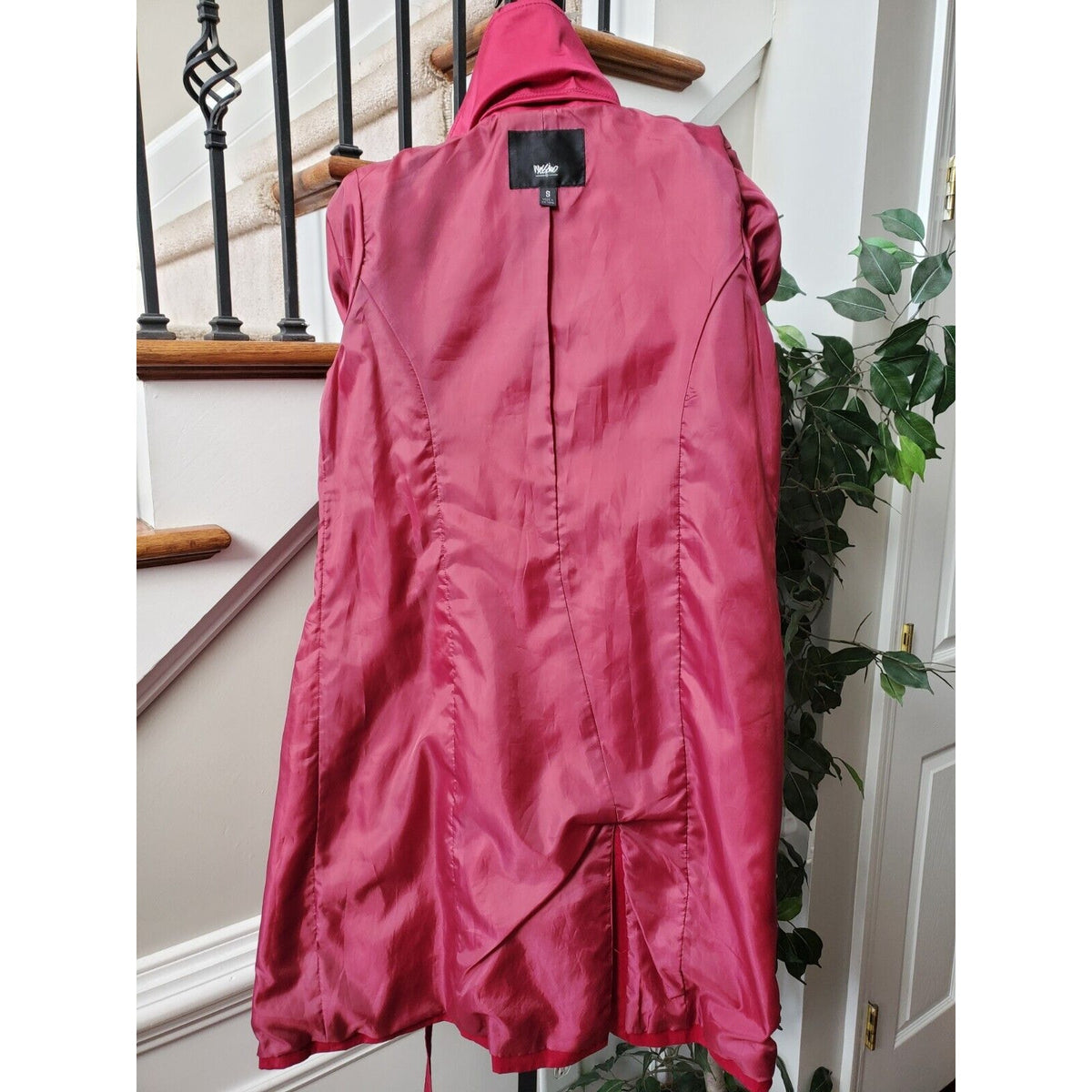 Mossimo Womens Pink Polyester Notch Collar Long Sleeve Belted Coat Jacket Small