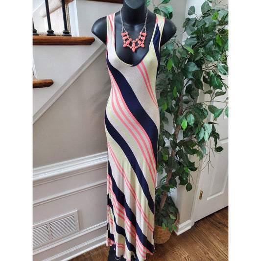 Everleigh Women Multicolor Viscose Scoop Neck Sleeveless Long Maxi Dress Size S