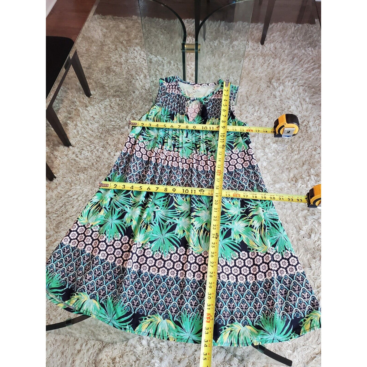 Old Navy Womens Multicolor Round Neck Sleeveless Drawstring Knee Length Dress S