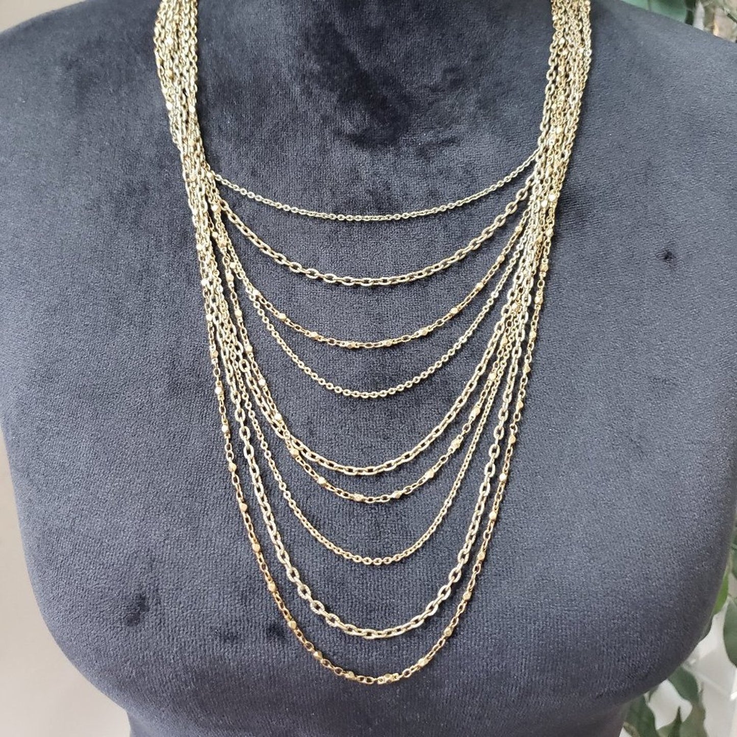 Coldwater Greek Womens Vintage Gold Tone Monet Multi Strand Chain Necklace