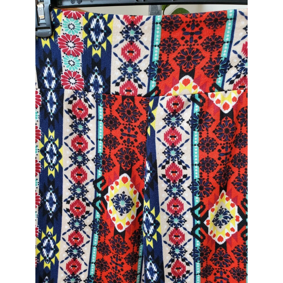 Multicolor Boho Womens Polyester High Waisted Wide Leg Calypso Pant Small