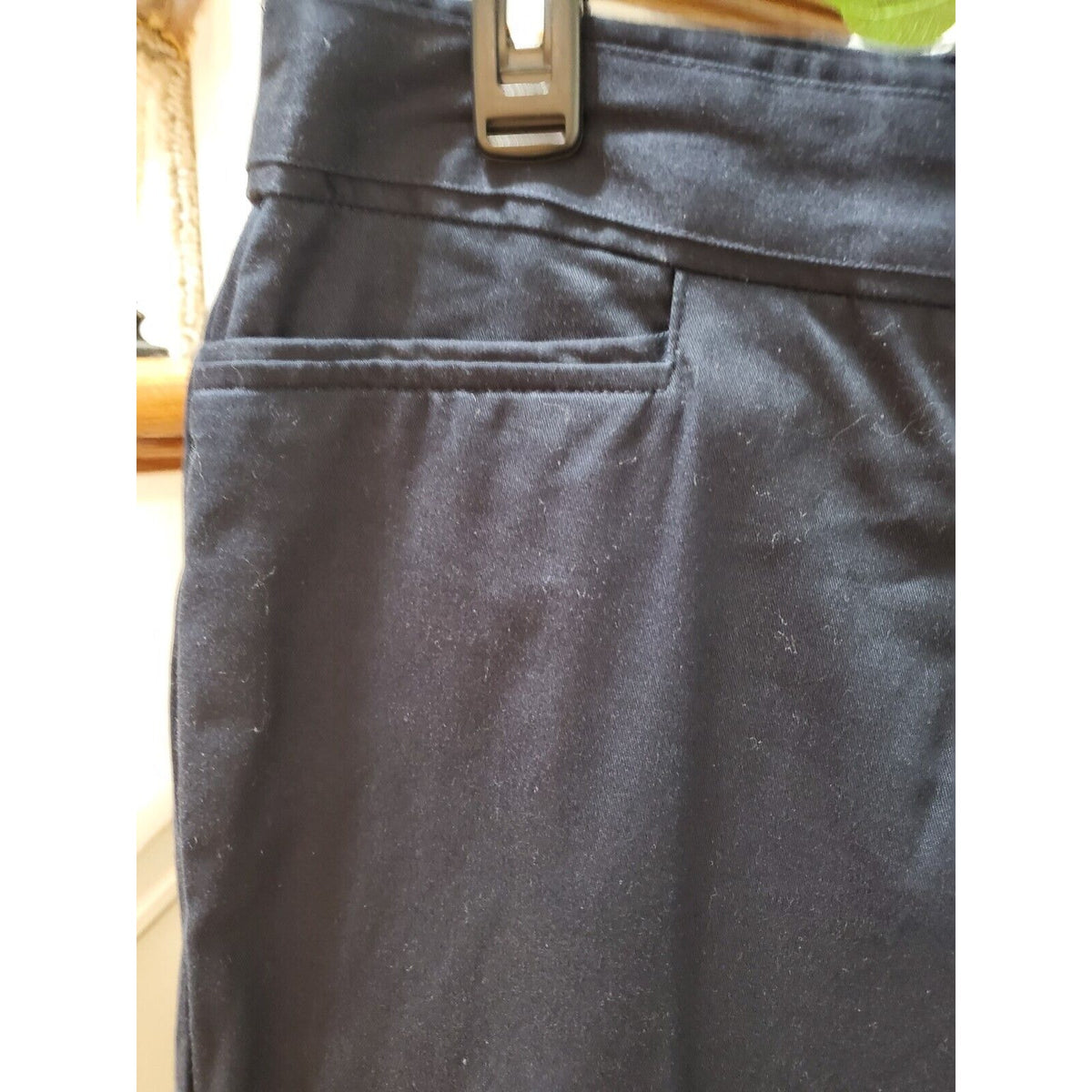 Sag Harbor Womens Blue Solid Cotton Casual Crop Length Stretch Capri Pants 14P