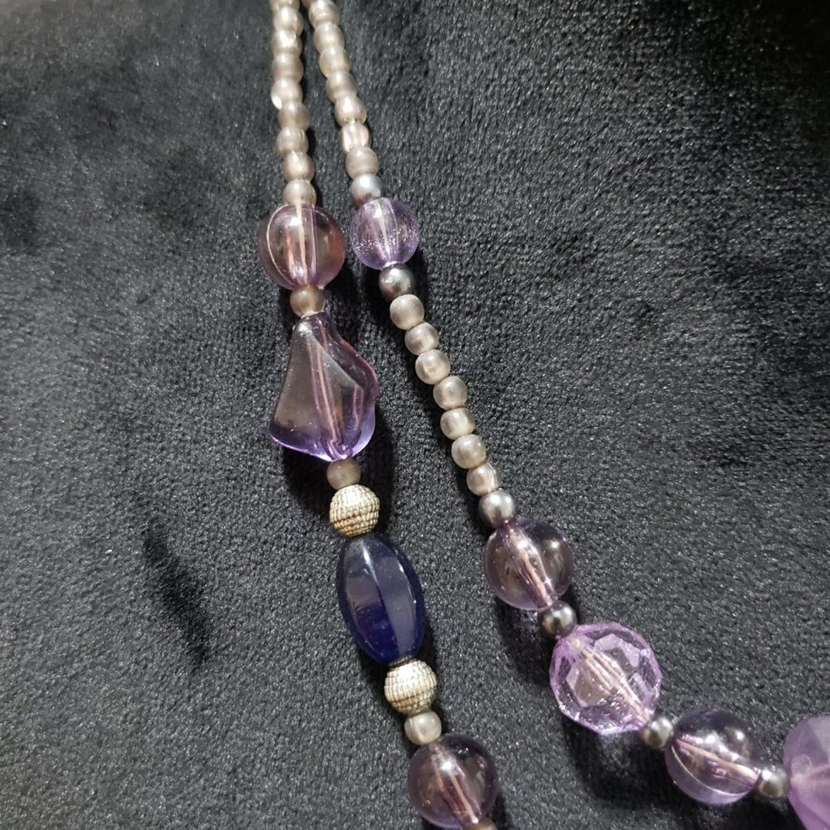 Womens Gorgeous Purple & Blue Crystal Beaded Collar Necklace with Lobster Clasp