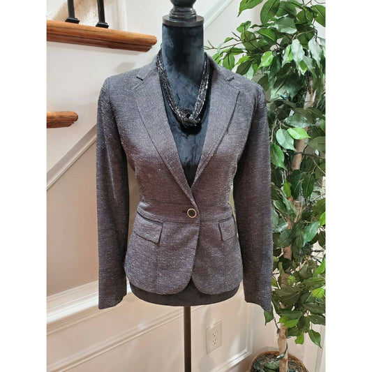 7Th Avenue Women Brown Polyester Long Sleeve Single Breasted Fitted Blazer 0