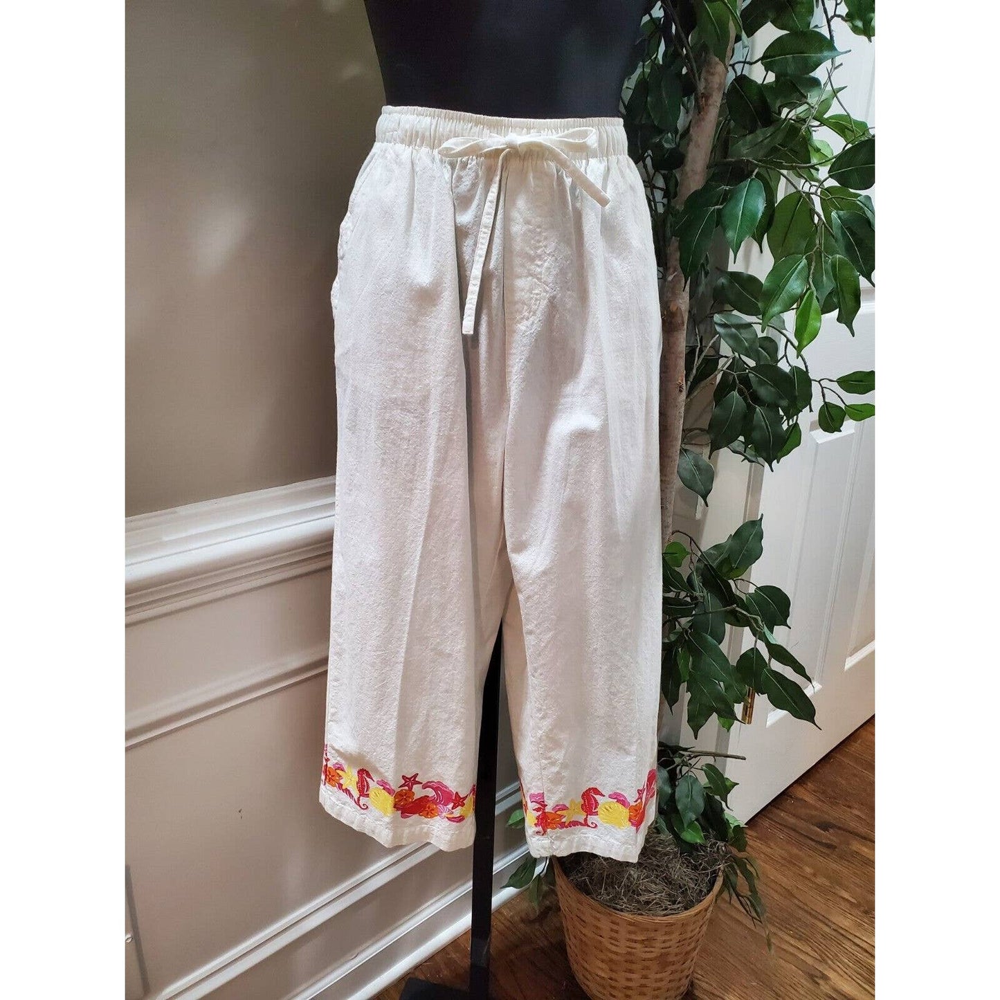 Cappagallo Women White Cotton Short Sleeve Shirt (M) & Trouser (S) 2 Piece Suit