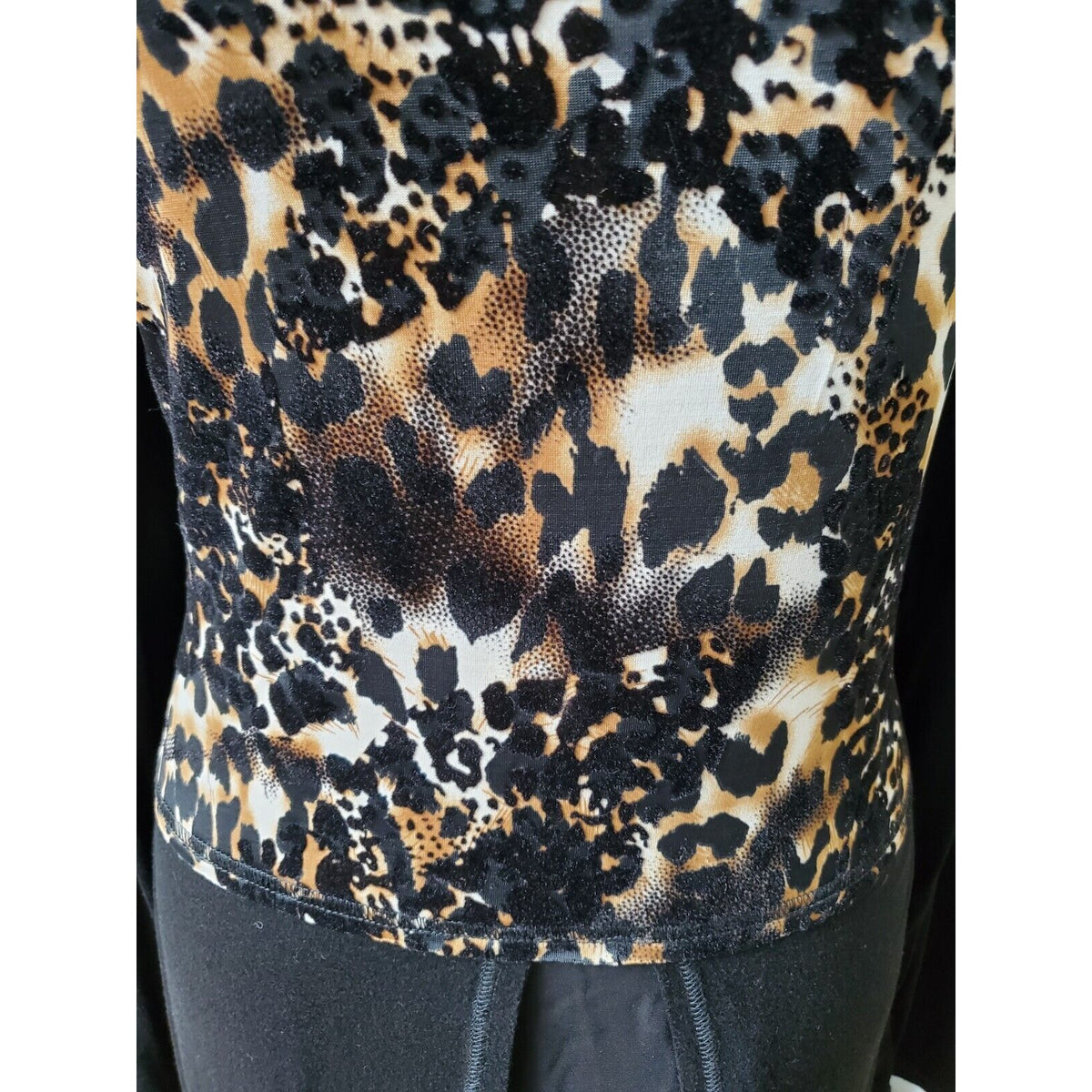 Patrizia Luca Women's Black Rayon Scoop Neck Long Sleeve Top Blouse Size Medium