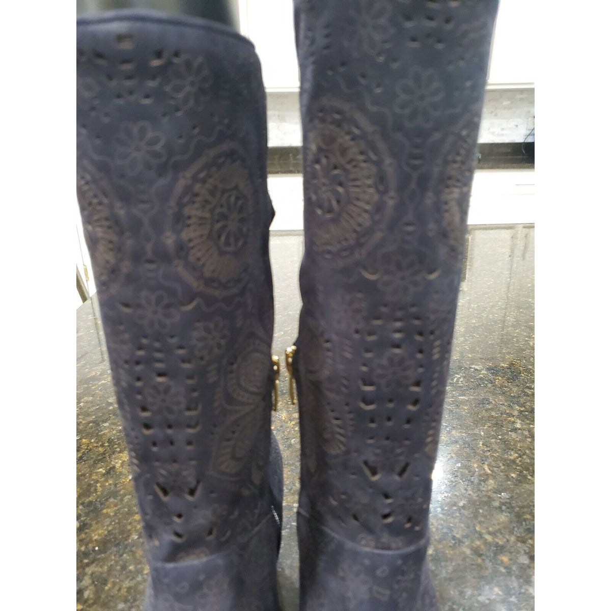 BATE Women's Blue Mid-Calf Modern Western Cowboy Chunky Heel Boot Size 37