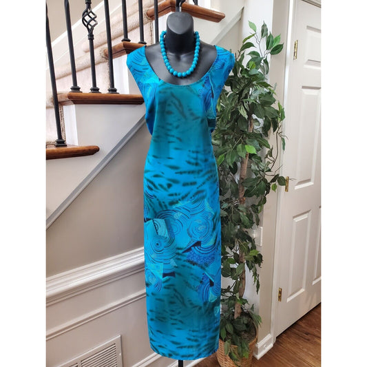 Mlle Gabrielle Women's Blue Polyester Round Neck Sleeveless Long Maxi Dress 16