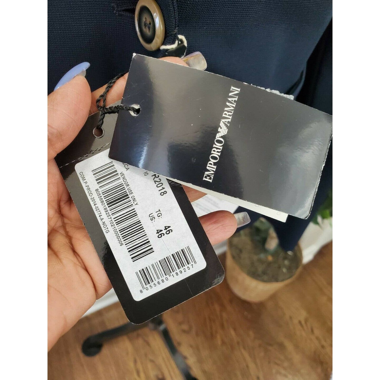 Emporio Armani Women's Solid Viscose One Button Single Breasted Blazer Size 46