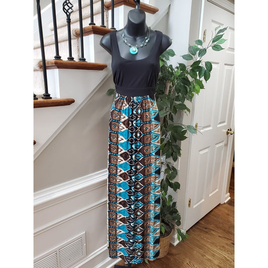 Studio I Womens Multicolor Polyester Scoop Neck Sleeveless Maxi Dress Size 8