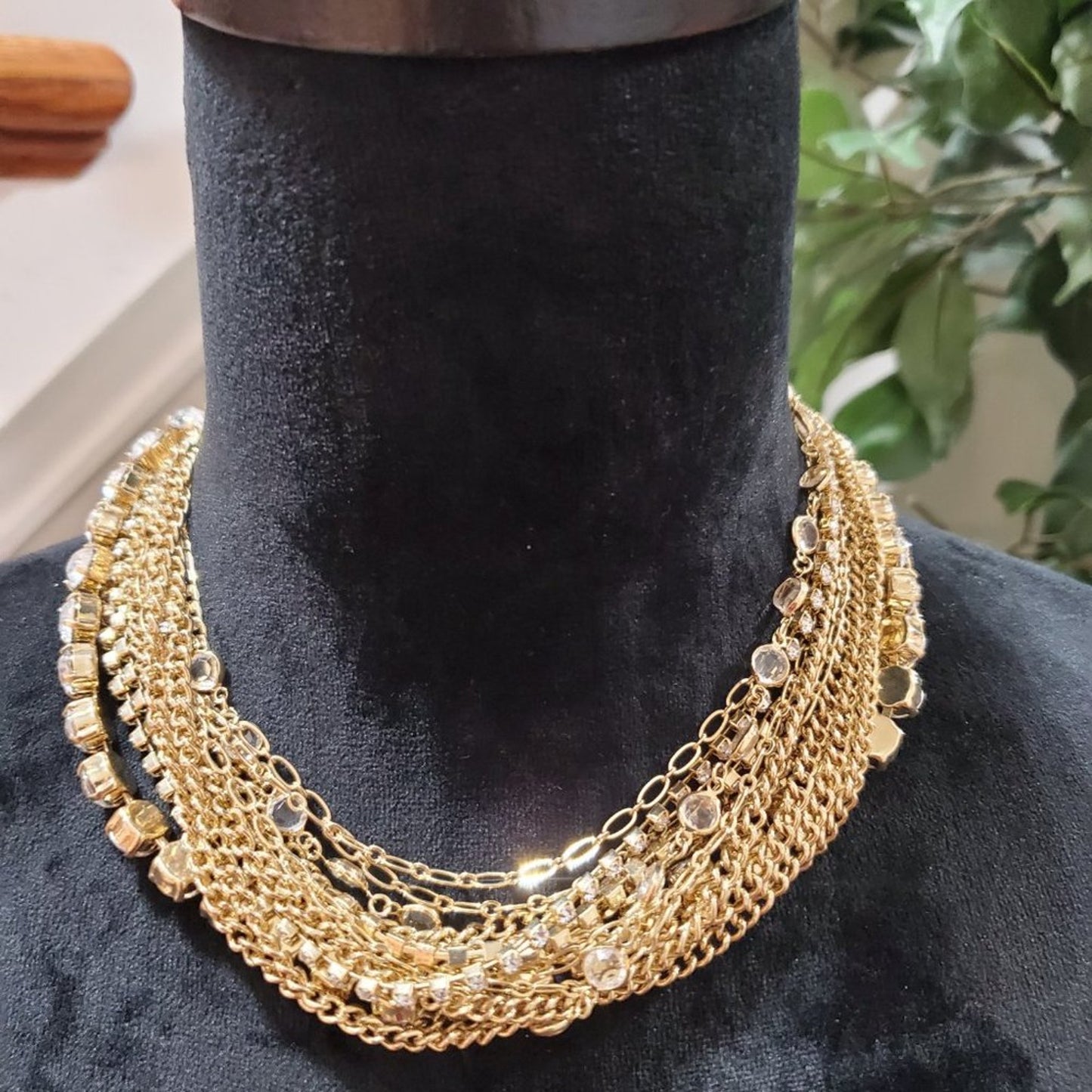 Women's Gold Multilayer Round Beaded Link Chain Fashion Jewelry Necklace