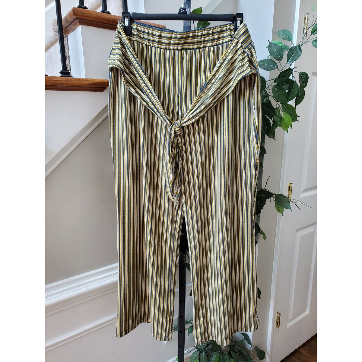 Est.1946 Women Multicolor Striped Polyester Drawstring Trouser Pants Size 18/20W