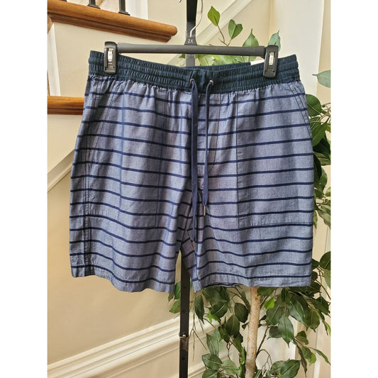 Original Penguin Dark Sapphire Striped Slim Fit Swim Trunk Print Shorts Size XL