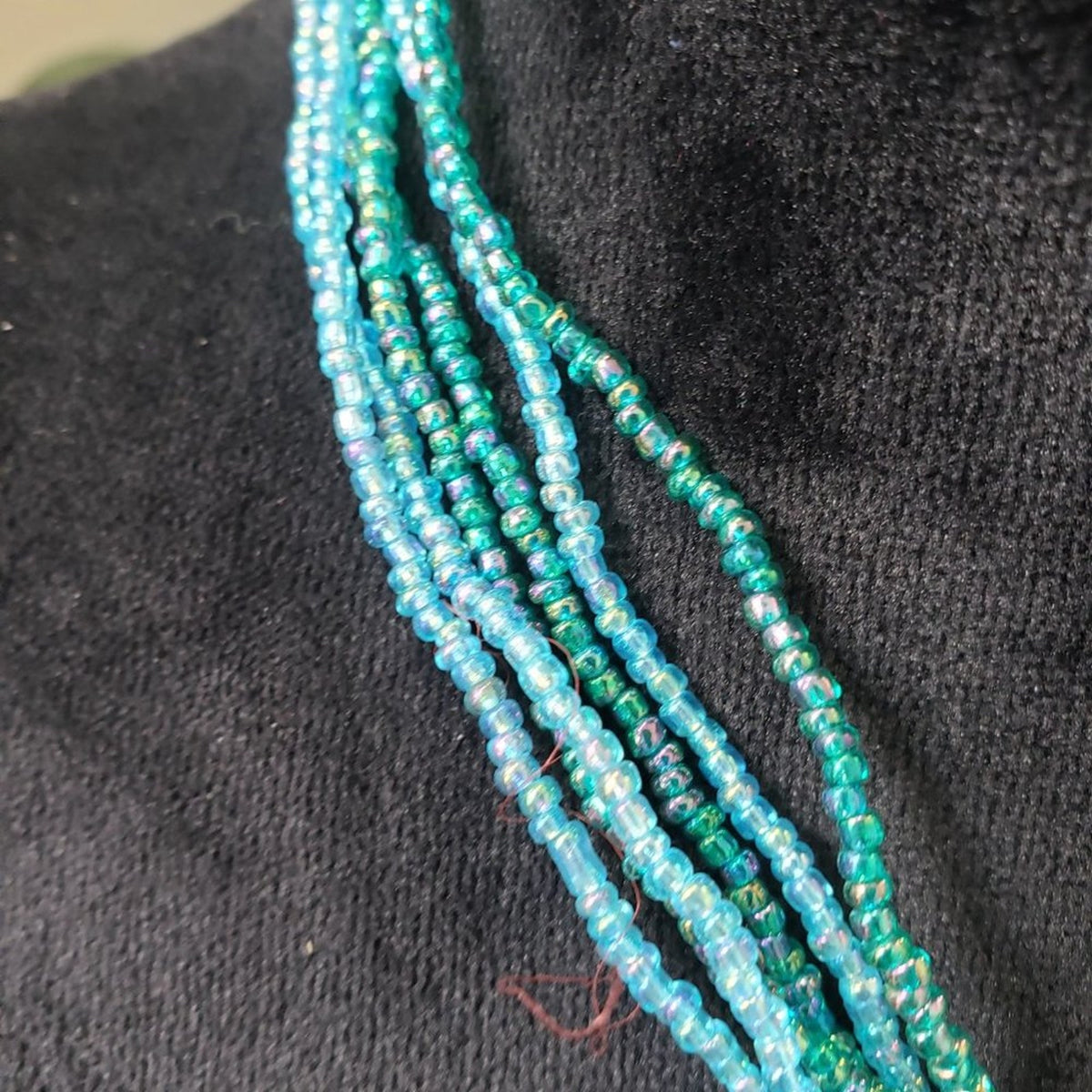 Womens Beaded Green Acrylic Rectangular Shape Pendant Necklace with Lobster