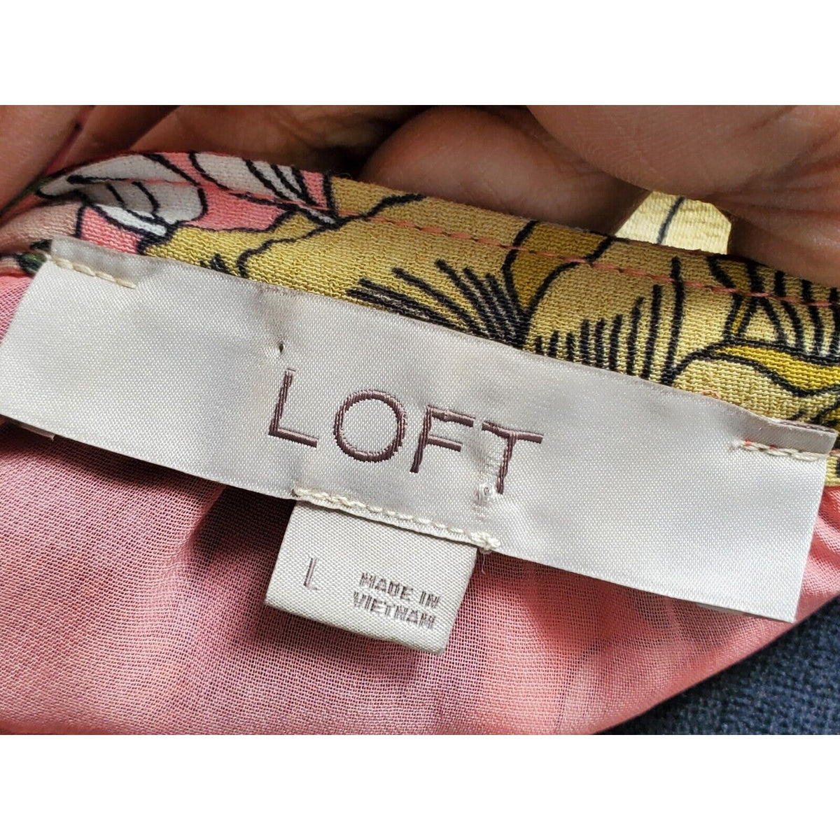 Loft Women's Floral Polyester V-Neck Sleeveless Casual Knee Length Dress Size L