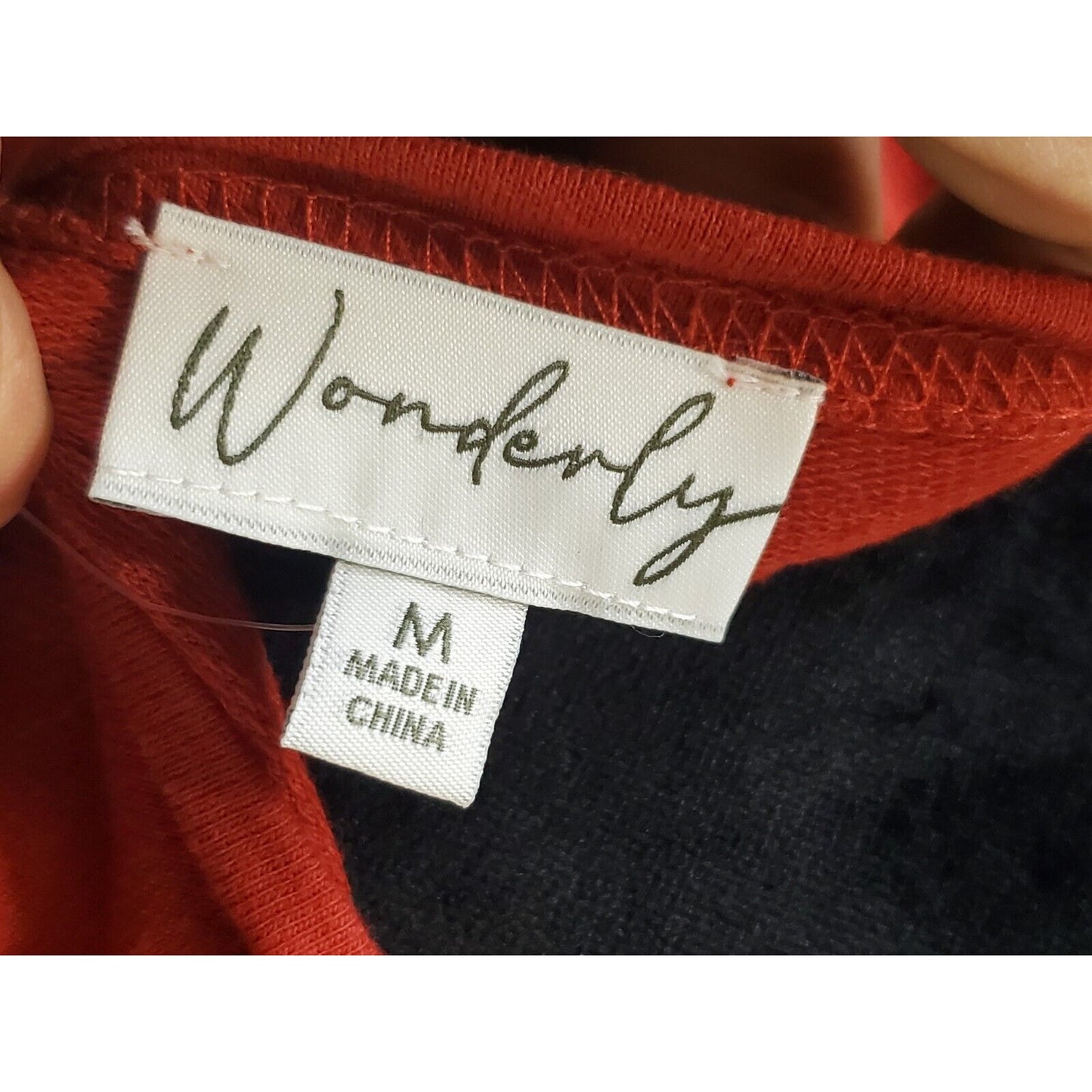 Wonderly Women's Red Cotton Round Neck Long Sleeve Pullover Knit Sweater Size M