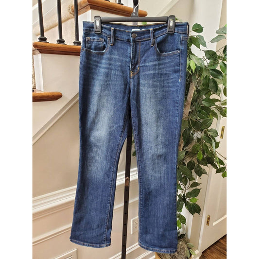 Old Navy Women's Blue Denim Cotton Mid Rise Curvy Bootcut Jeans Pants 8 Short