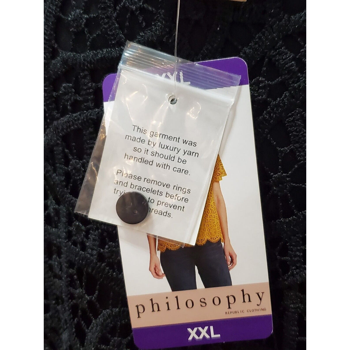 Philosophy Women's Black Lace Round Neck Short Sleeve Top Blouse Shirt Size XXL