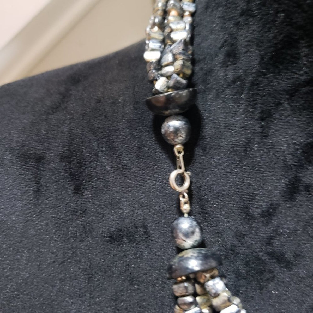 Womens Silver Multilayer Round Beaded Lobster Clasp Fashion Jewelry Necklace