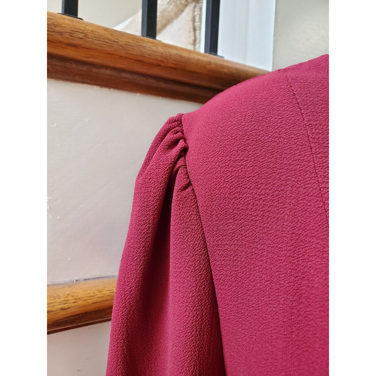 SHELN Curve Women's Red Elastane Round Neck Long Sleeve Long Maxi Dress Size L