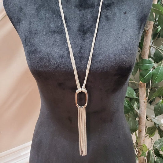 Women's Silver Long Fringe Fashion Jewelry Necklace