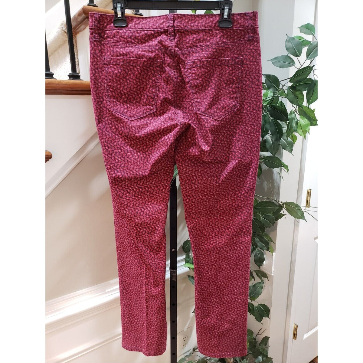 Ann Taylor LOFT Womens Red Paisley Cotton Modern Straight Casual Pants Size 29/8