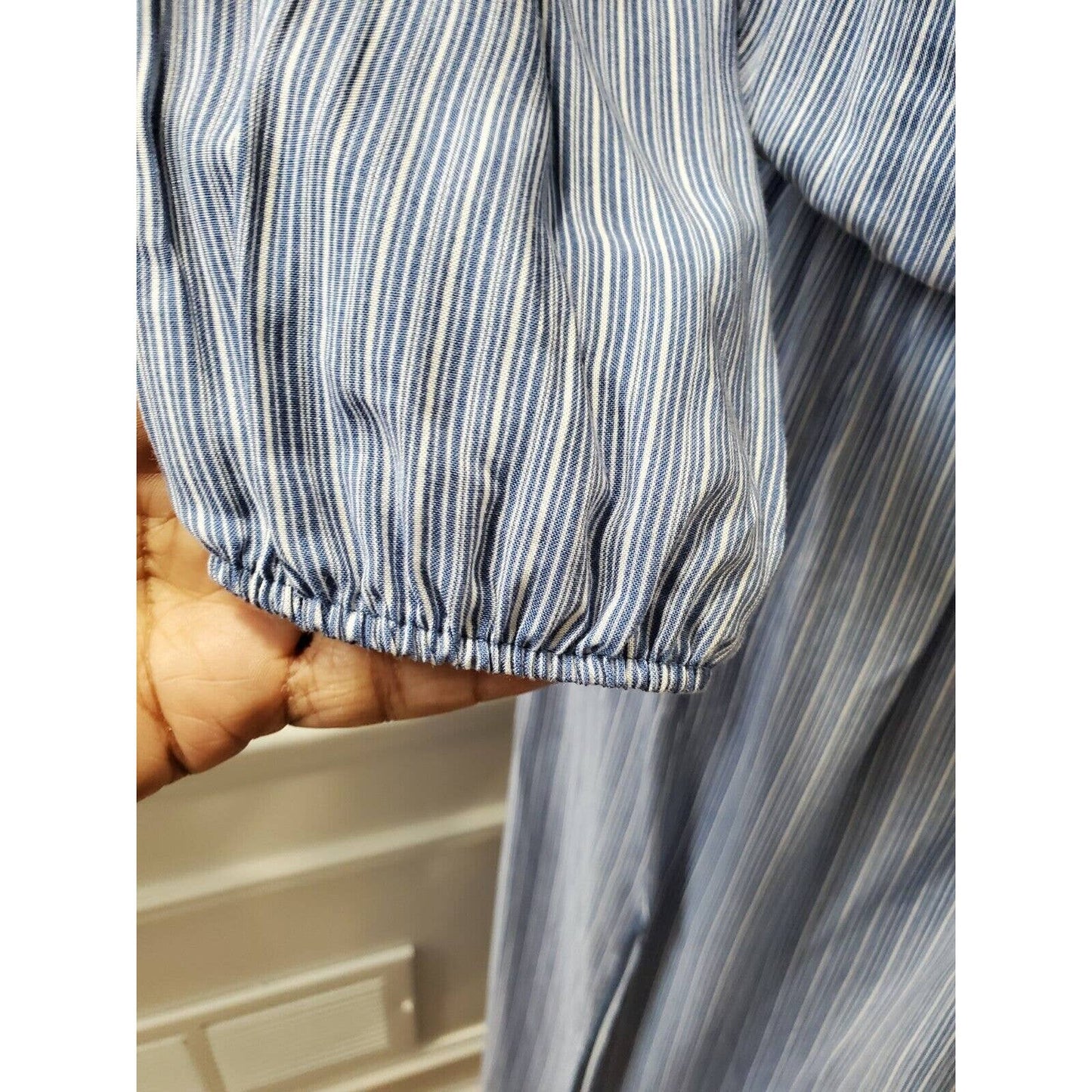 Boutique Lula & Lala Women's Blue Rayon Long Sleeve Scoop Neck Maxi Dress Size M