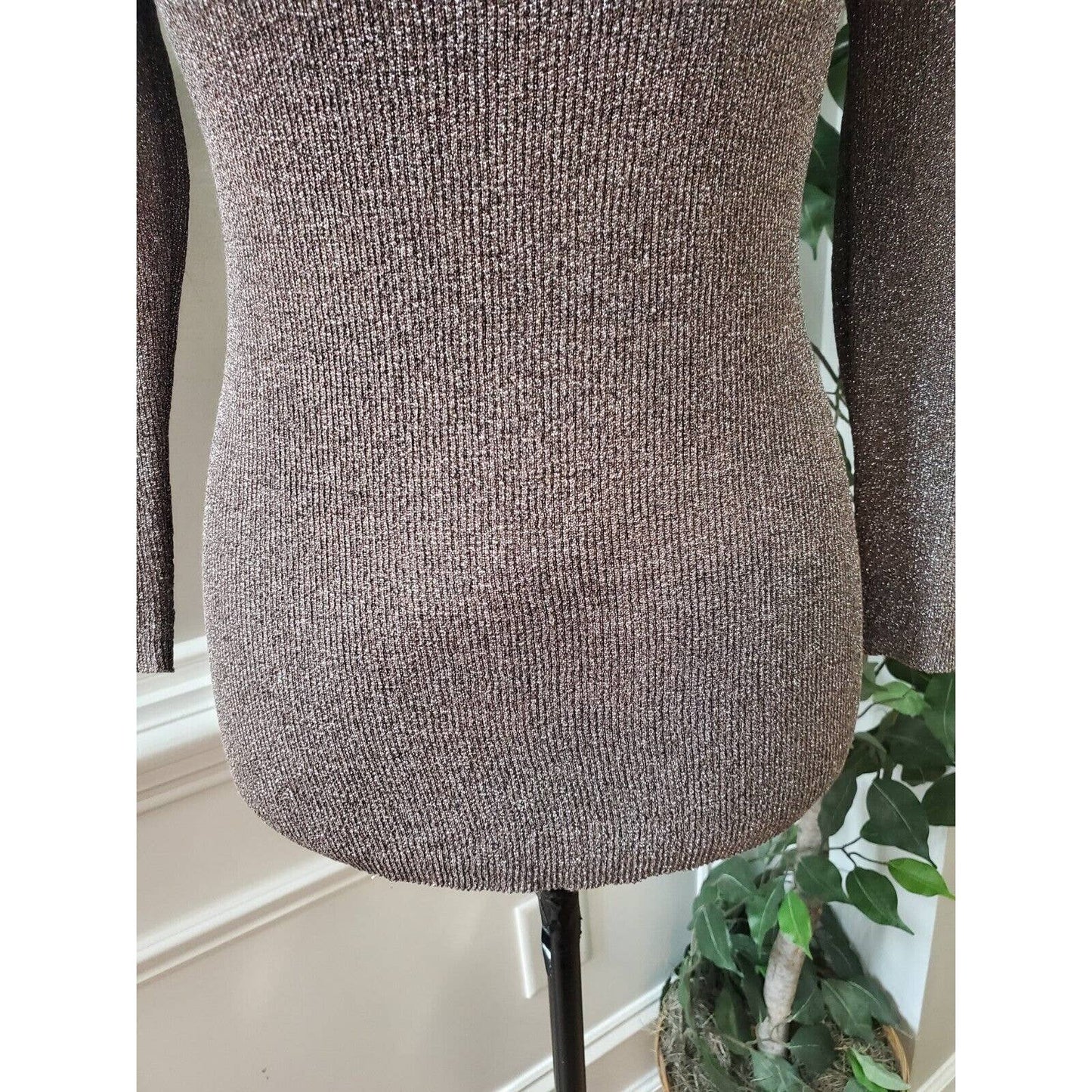 August Silk Women's Brown Scoop Neck Long Sleeve Pullover Knit Sweater Size PL