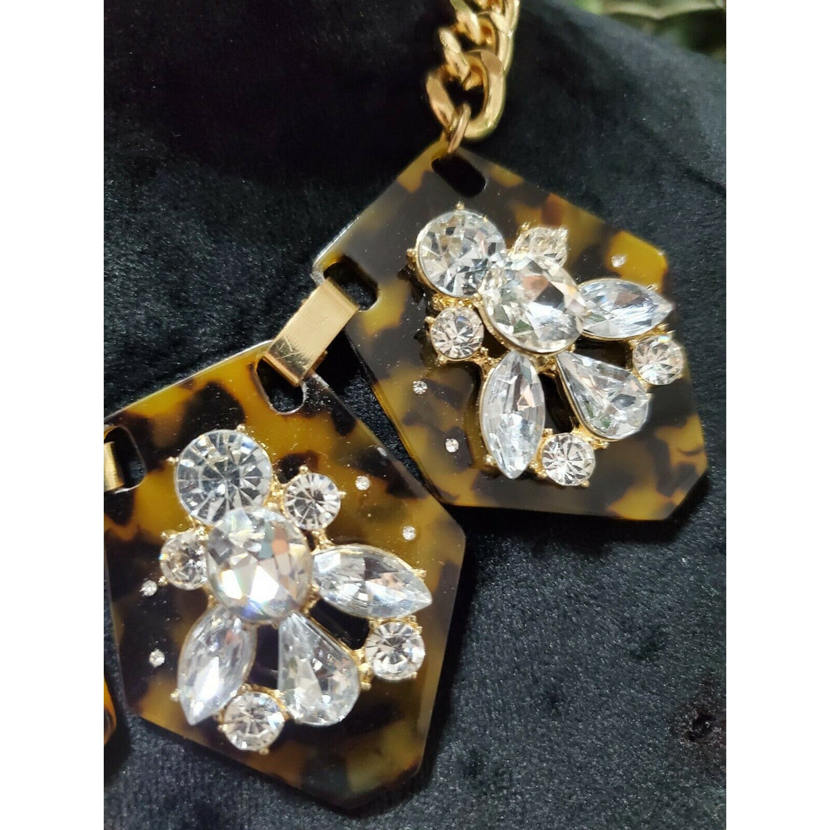 Traci Lynn Statement Tortoiseshell CZ Gold Tone Up To 20” Necklace