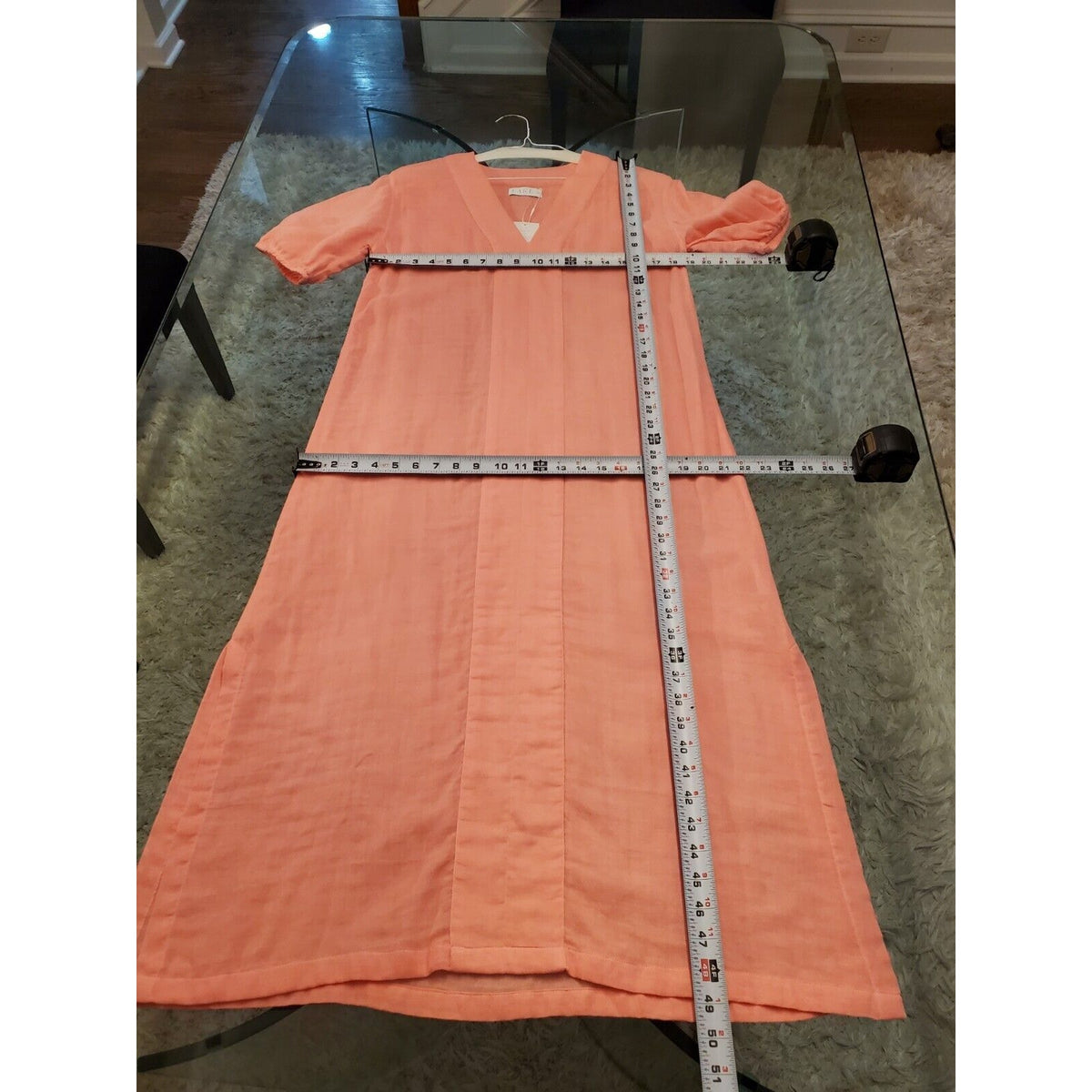 Lake Womens Pink 100% Cotton V Neck Casual Short Sleeve Long Maxi Dress Size XS