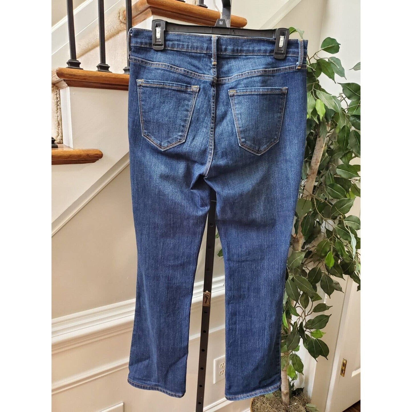 Old Navy Women's Blue Denim Cotton Mid Rise Curvy Bootcut Jeans Pants 8 Short