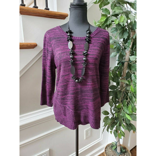 Croft & Barrow Women's Multicolor 100% Acrylic Round Neck Long Sleeve Sweaters