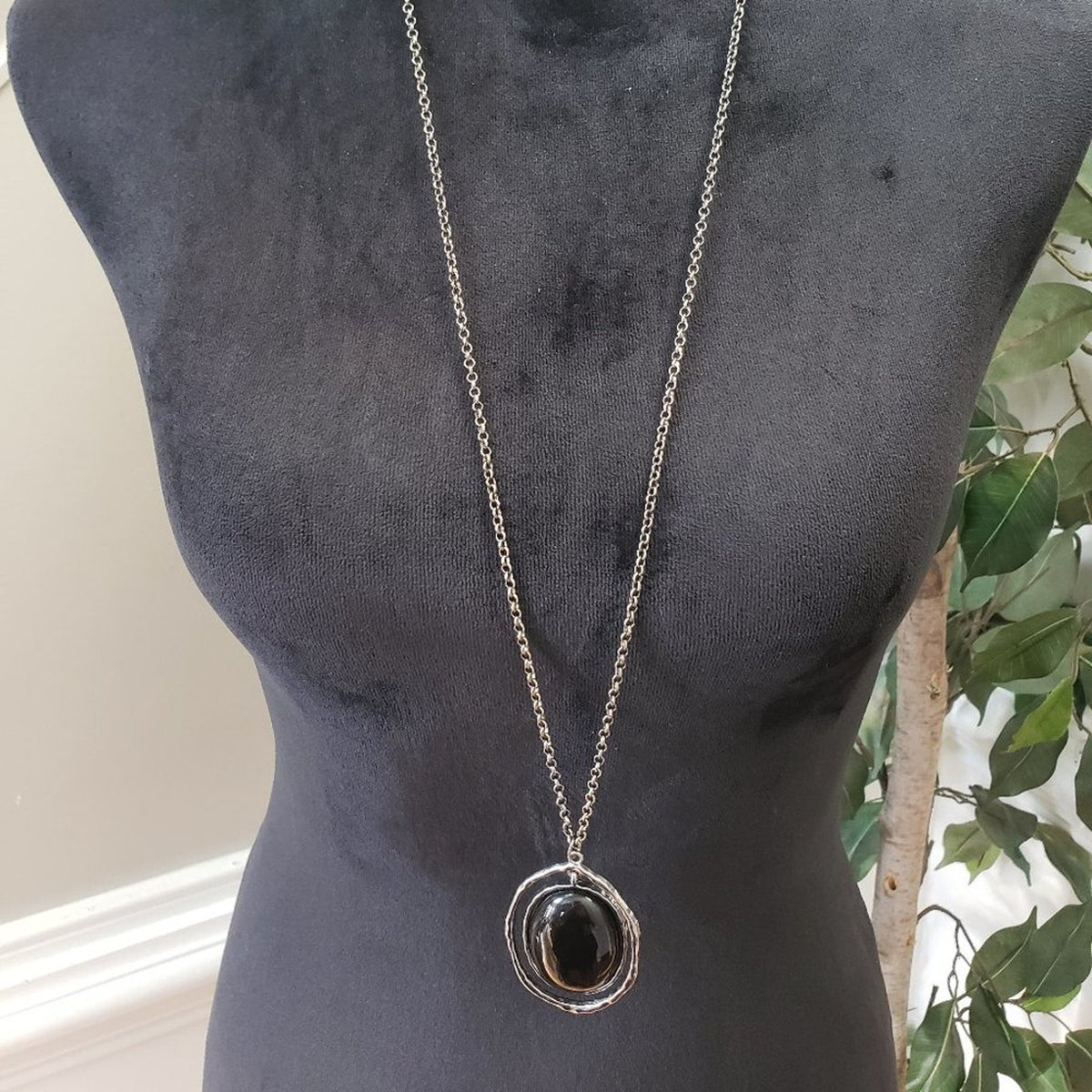 Womens Gold Tone Rhinestone Long Pendant Necklace with Lobster Clasp