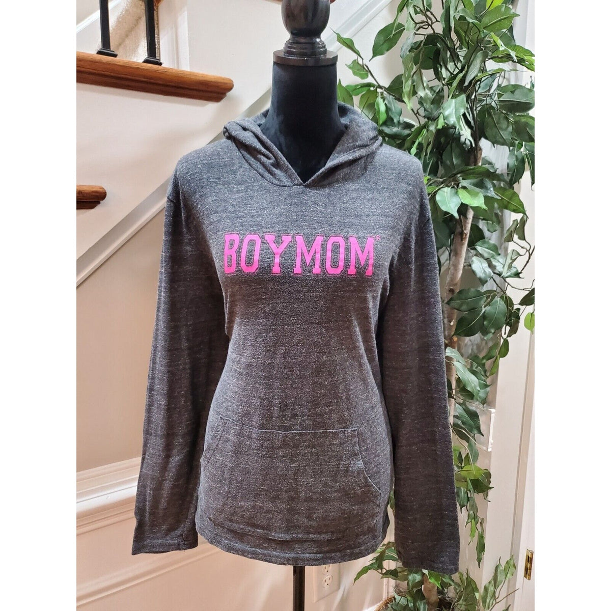 Alternative Womens Gray Polyester Long Sleeve Pullover Hoodie Sweater Size XL