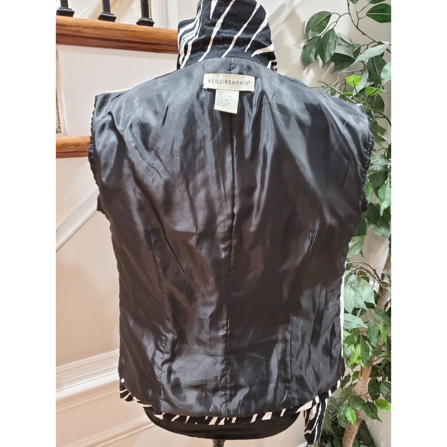 Requirements Women Black Cotton Long Sleeve Full Zip Front Casual Jacket Size S