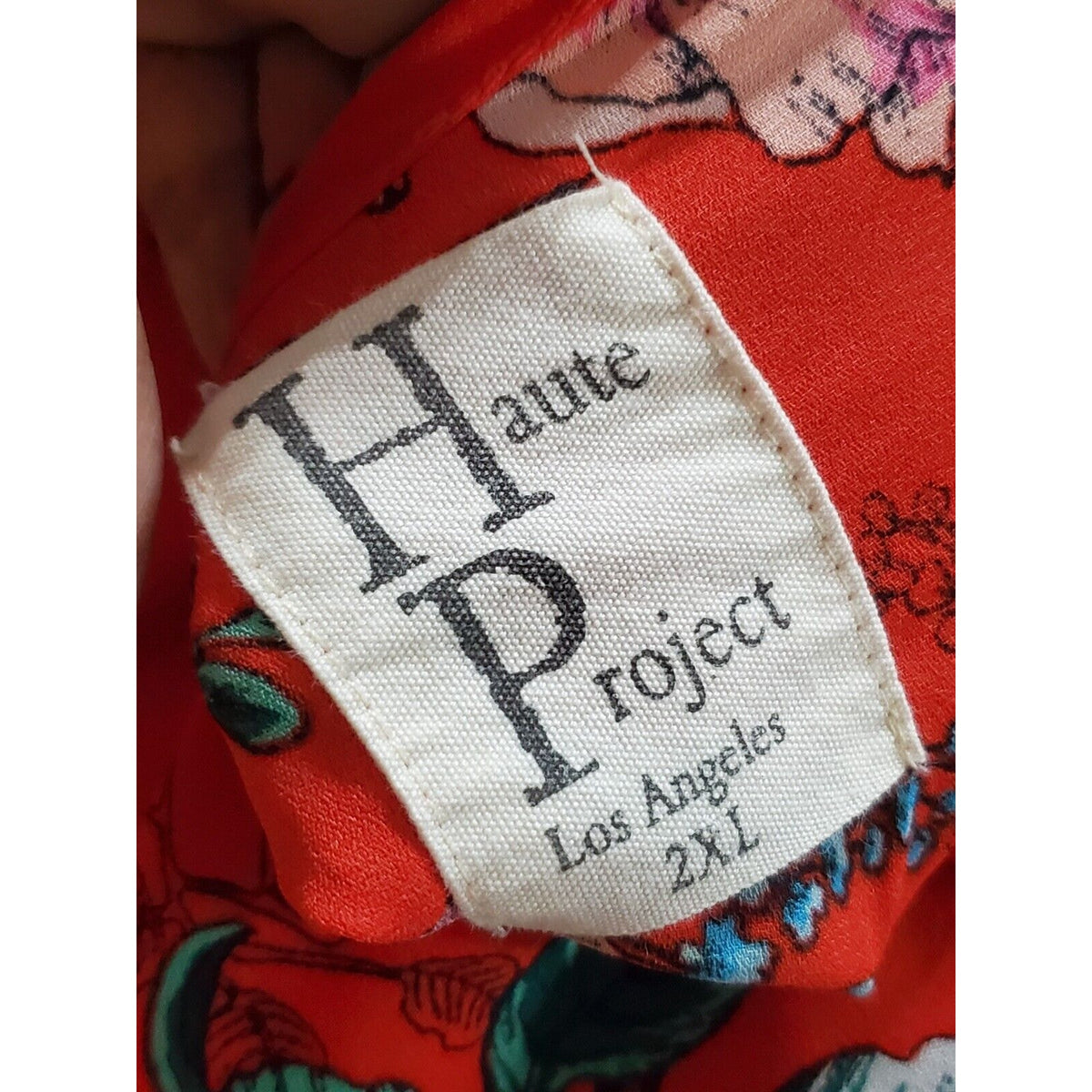 Haute Project Women Red Floral 100% Polyester V-Neck Long Sleeve Top Blouse XL
