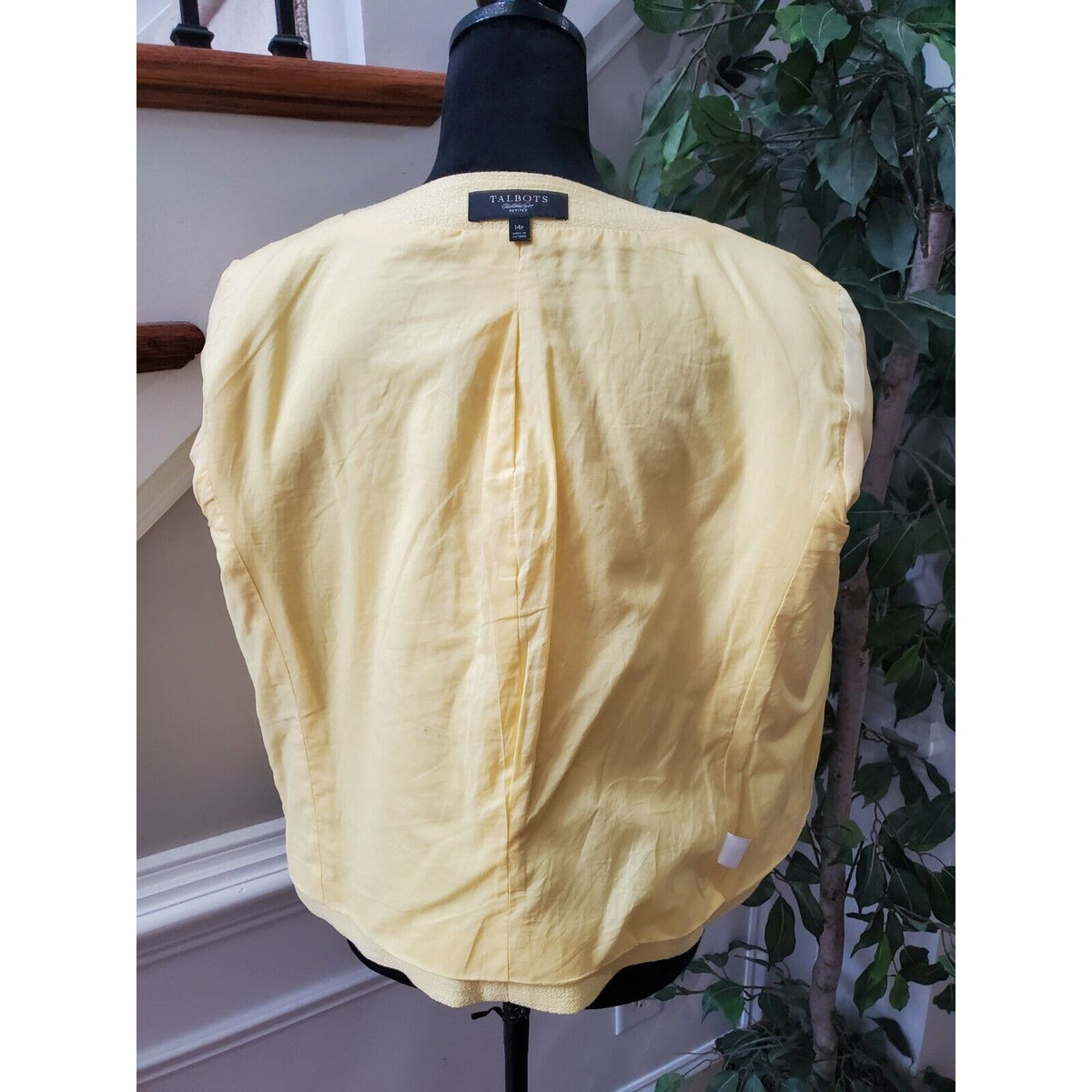 Talbots Women's Yellow Cotton Long Sleeve Casual Button Front Jacket Blazer 14P