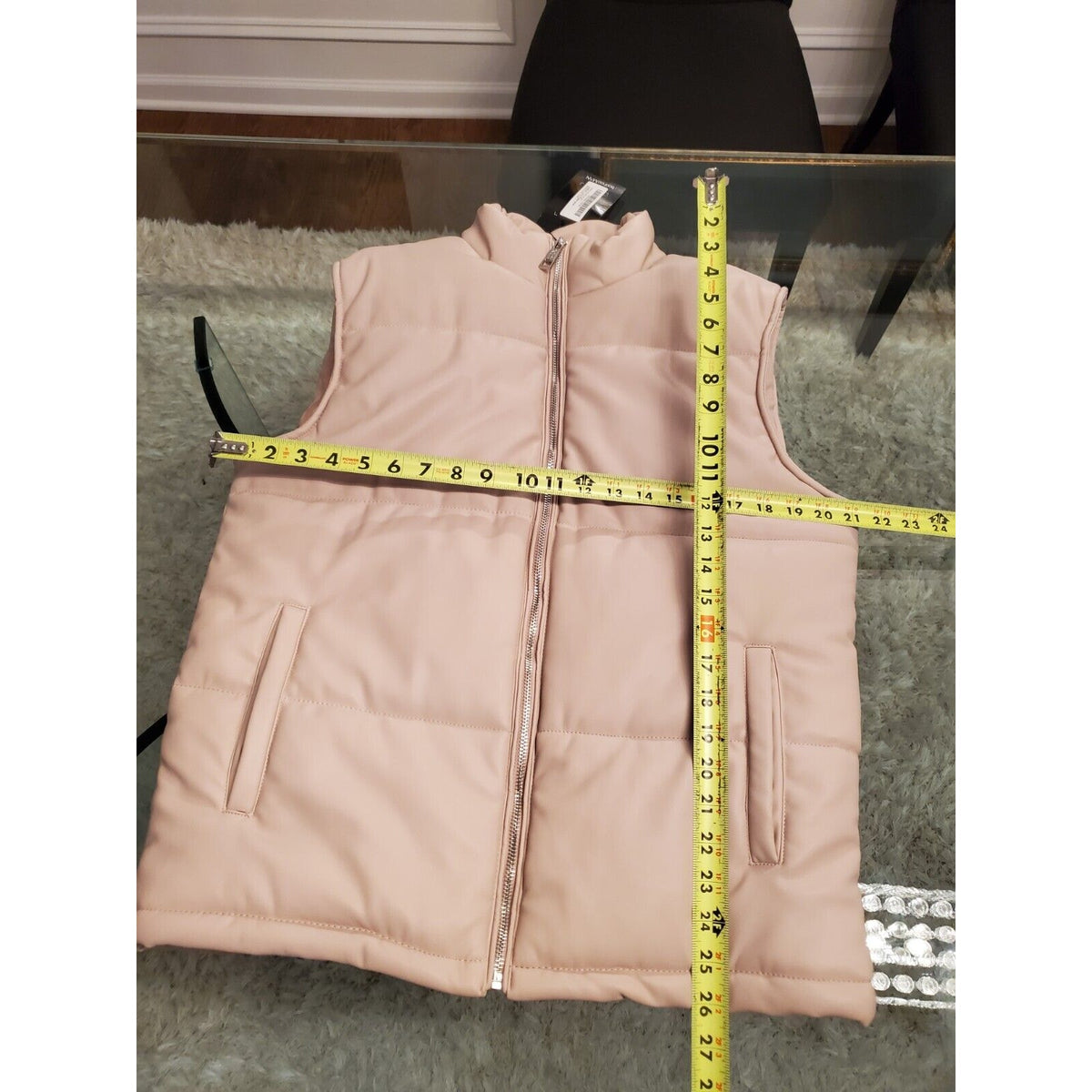 Boohoo Man Mens Beige Sleeveless Pockets Full Zipper Casual Vest Size Large